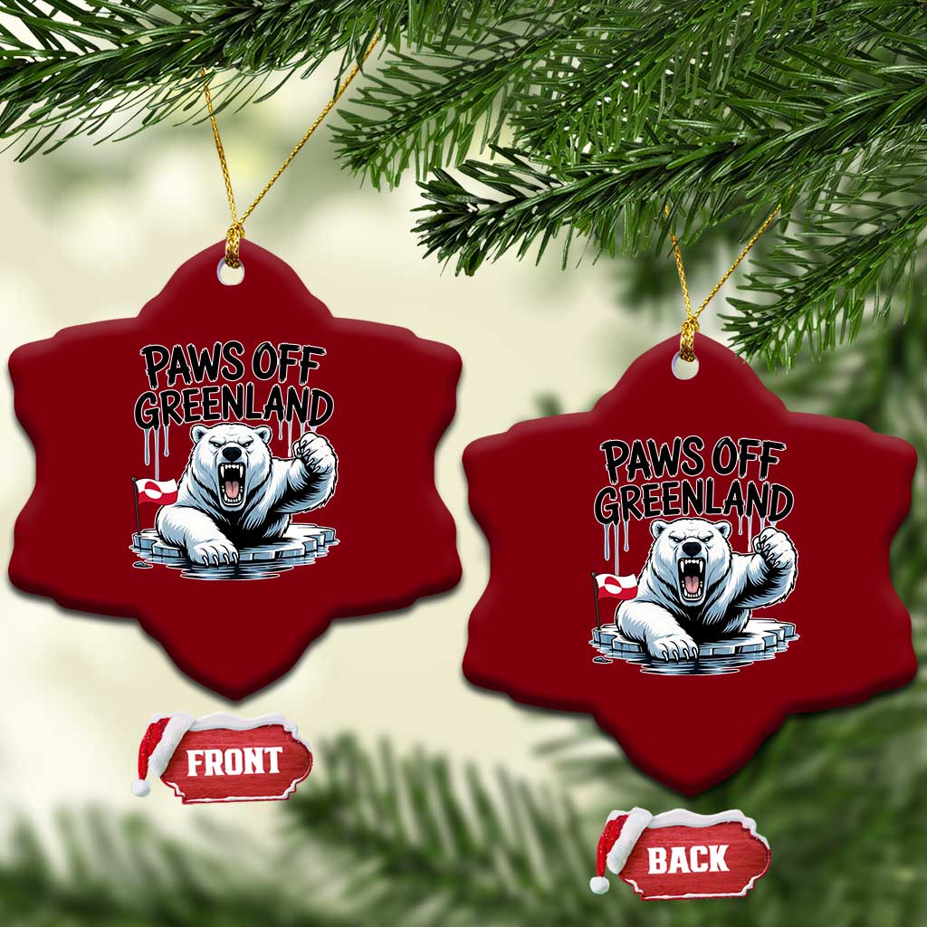 Paws Off Greenland Ceramic Ornament Resist Polar Bear Political Satire