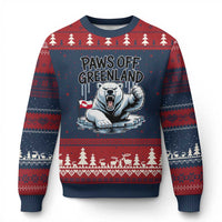 Paws Off Greenland Ugly Christmas Sweater Resist Polar Bear Political Satire