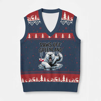 Paws Off Greenland V-Neck Knit Sweater Vest Resist Polar Bear Political Satire