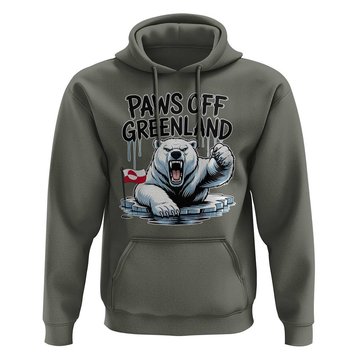 Paws Off Greenland Hoodie Resist Polar Bear Political Satire