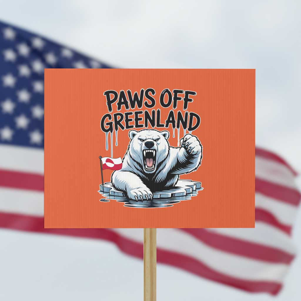 Paws Off Greenland Protest Sign Resist Polar Bear Political Satire