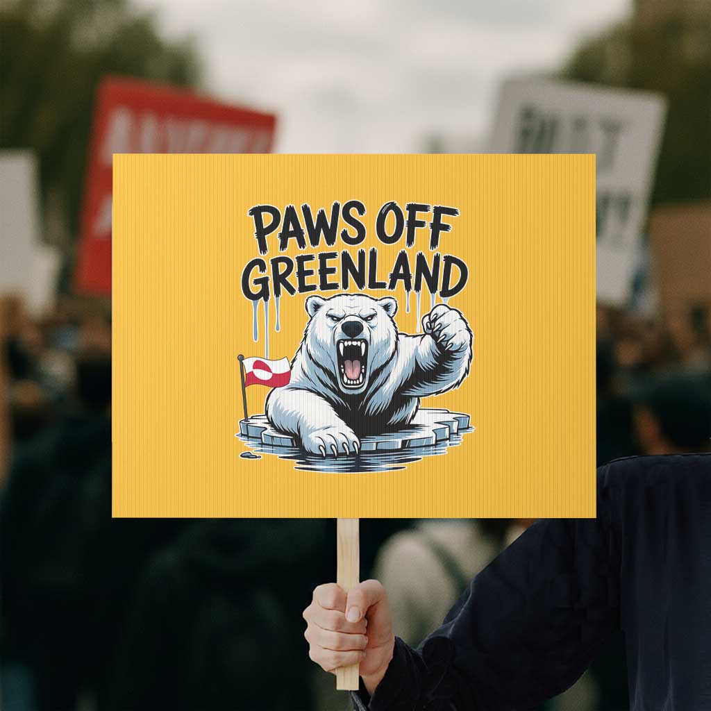 Paws Off Greenland Protest Sign Resist Polar Bear Political Satire