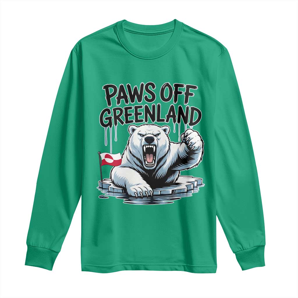 Paws Off Greenland Long Sleeve Shirt Resist Polar Bear Political Satire