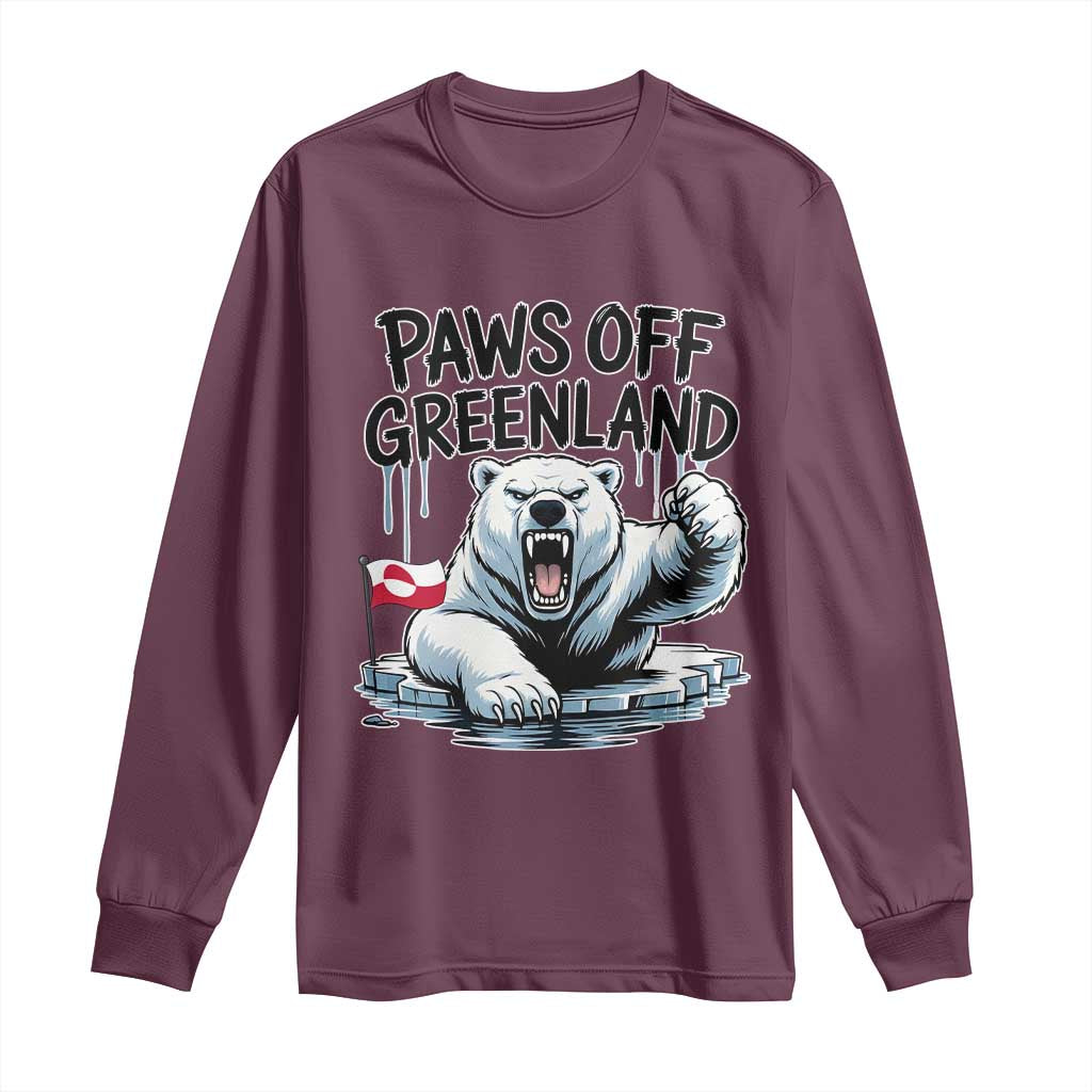 Paws Off Greenland Long Sleeve Shirt Resist Polar Bear Political Satire