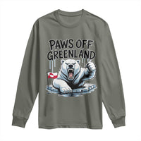 Paws Off Greenland Long Sleeve Shirt Resist Polar Bear Political Satire