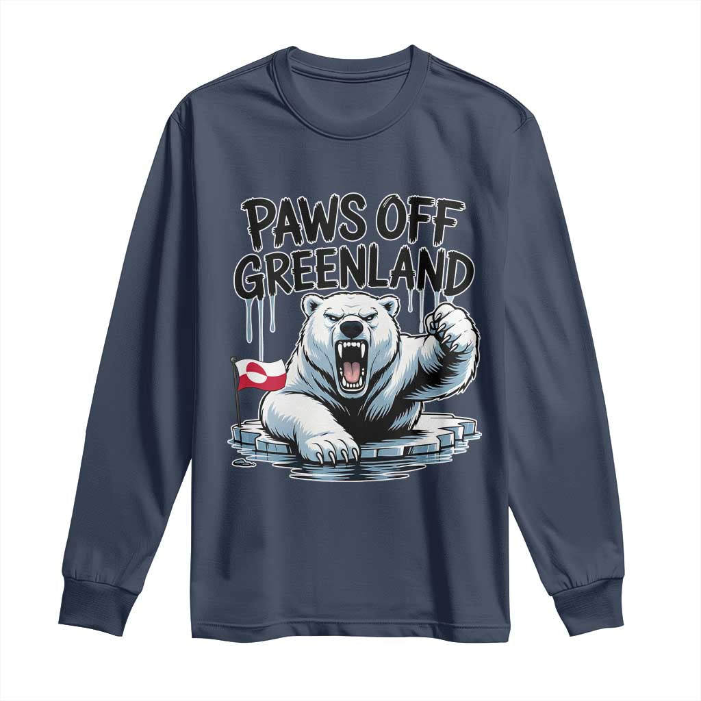 Paws Off Greenland Long Sleeve Shirt Resist Polar Bear Political Satire