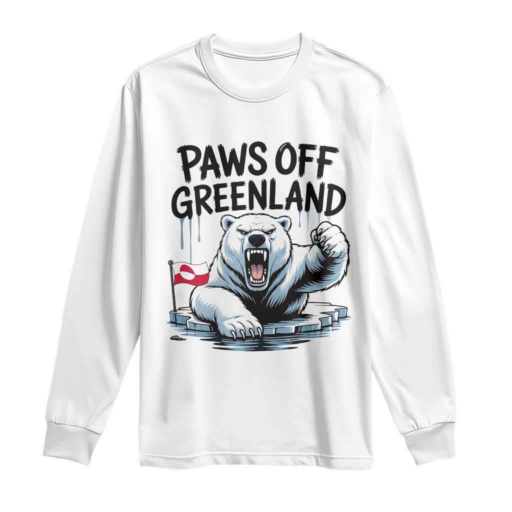Paws Off Greenland Long Sleeve Shirt Resist Polar Bear Political Satire
