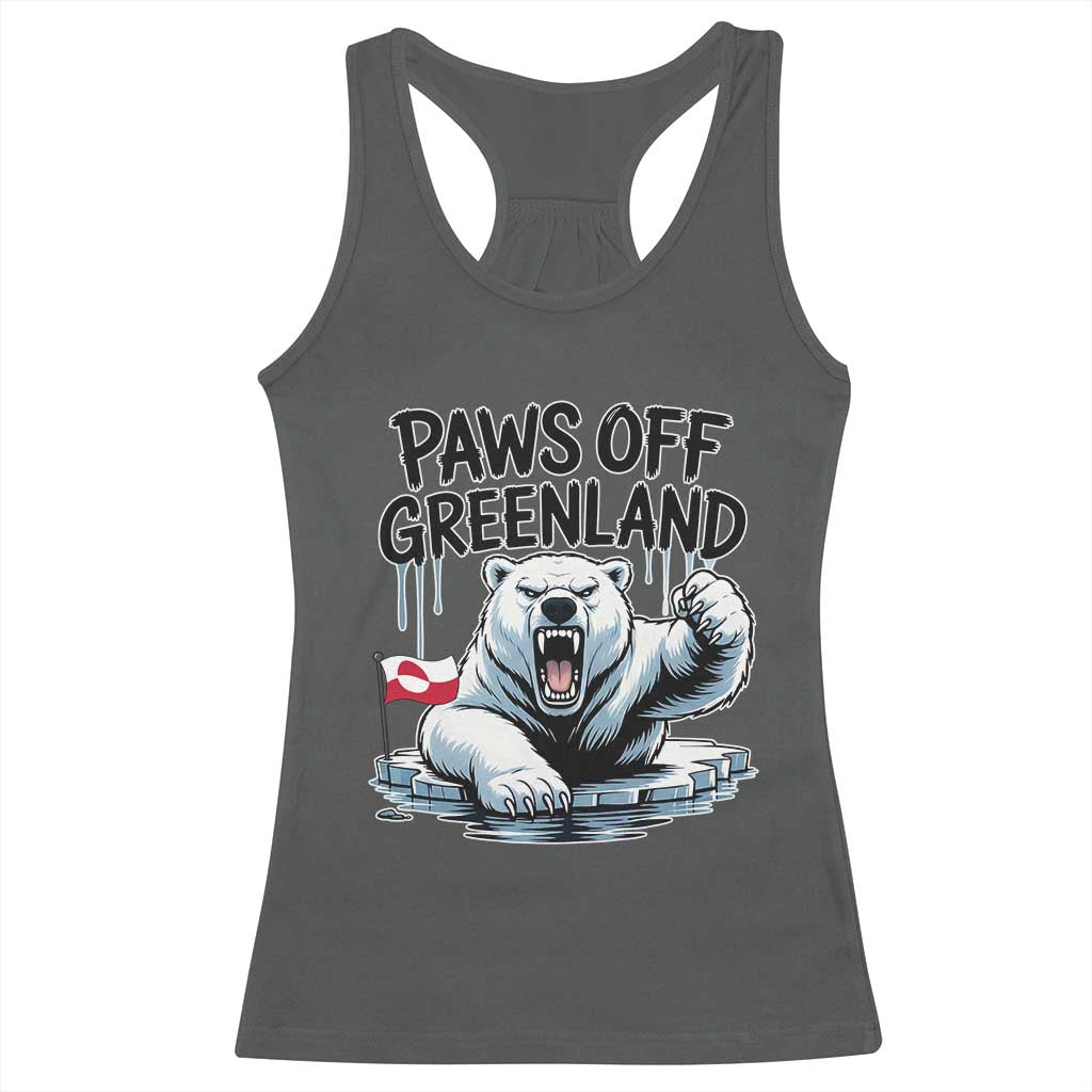 Paws Off Greenland Racerback Tank Top Resist Polar Bear Political Satire