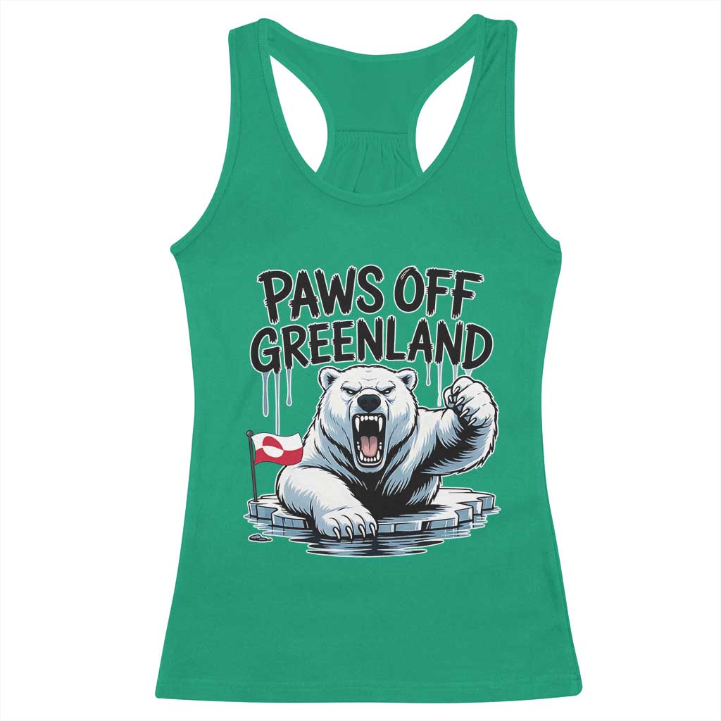 Paws Off Greenland Racerback Tank Top Resist Polar Bear Political Satire