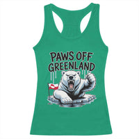 Paws Off Greenland Racerback Tank Top Resist Polar Bear Political Satire