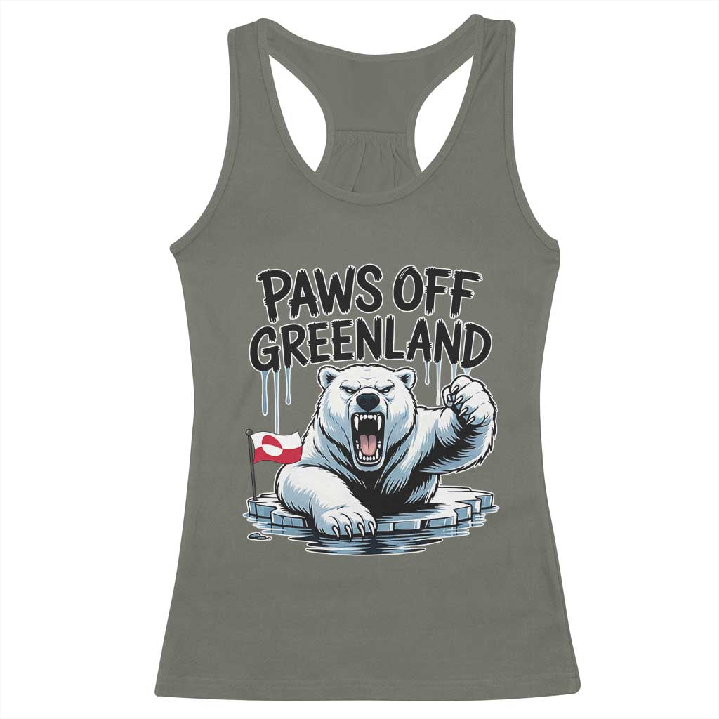 Paws Off Greenland Racerback Tank Top Resist Polar Bear Political Satire
