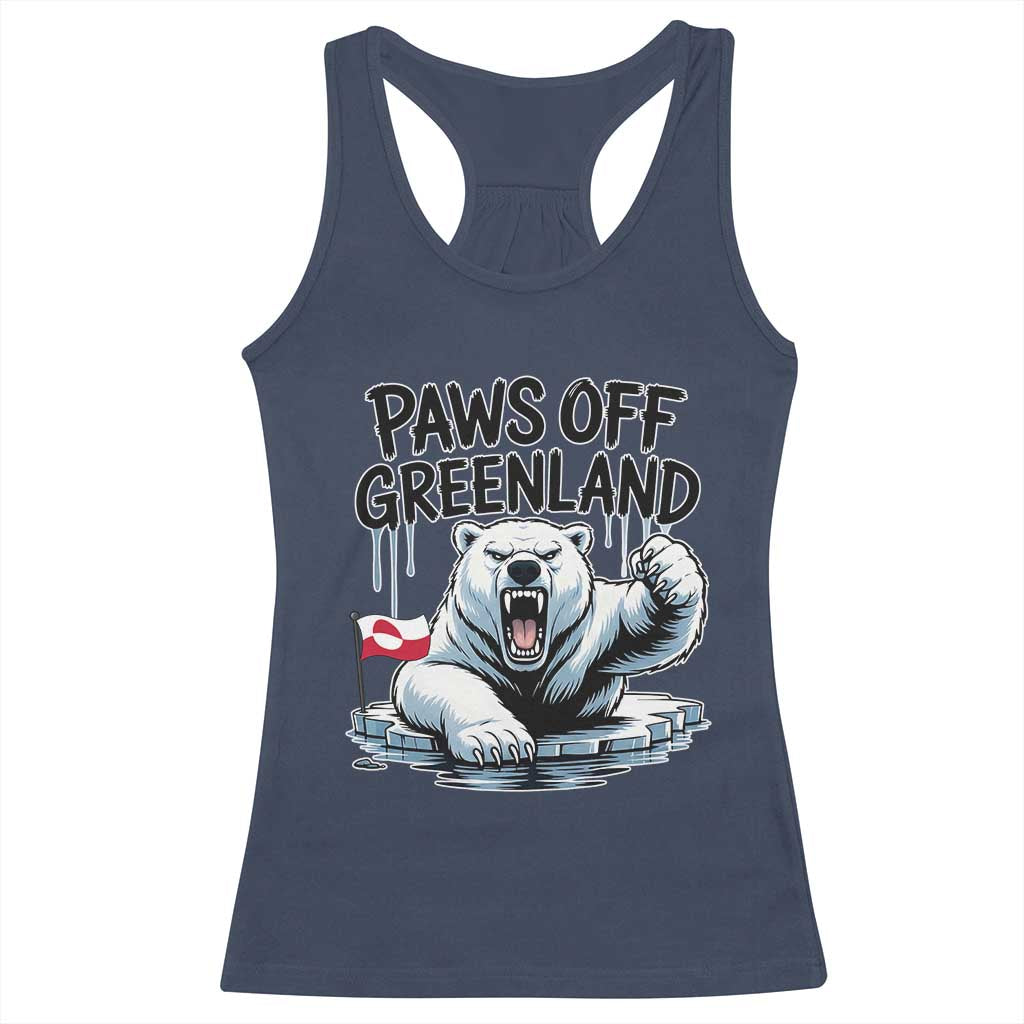 Paws Off Greenland Racerback Tank Top Resist Polar Bear Political Satire