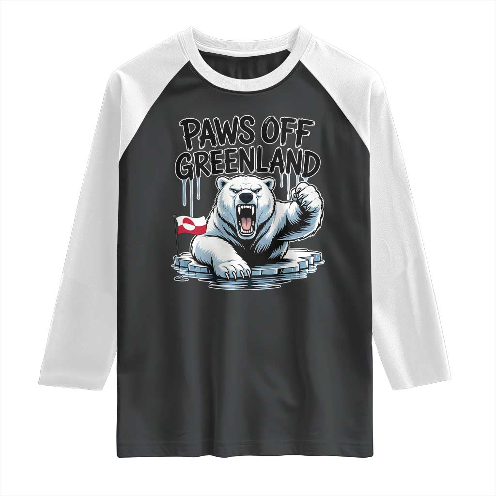 Paws Off Greenland Raglan Shirt Resist Polar Bear Political Satire