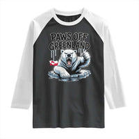 Paws Off Greenland Raglan Shirt Resist Polar Bear Political Satire