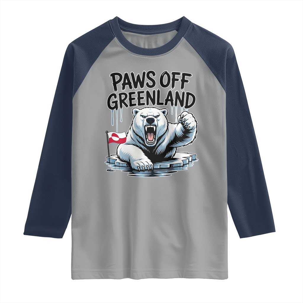 Paws Off Greenland Raglan Shirt Resist Polar Bear Political Satire