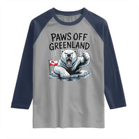 Paws Off Greenland Raglan Shirt Resist Polar Bear Political Satire