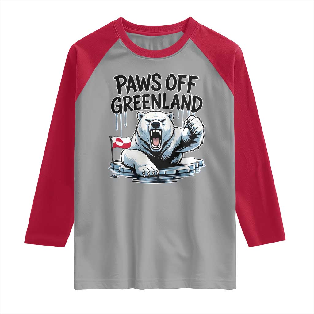 Paws Off Greenland Raglan Shirt Resist Polar Bear Political Satire