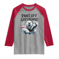 Paws Off Greenland Raglan Shirt Resist Polar Bear Political Satire