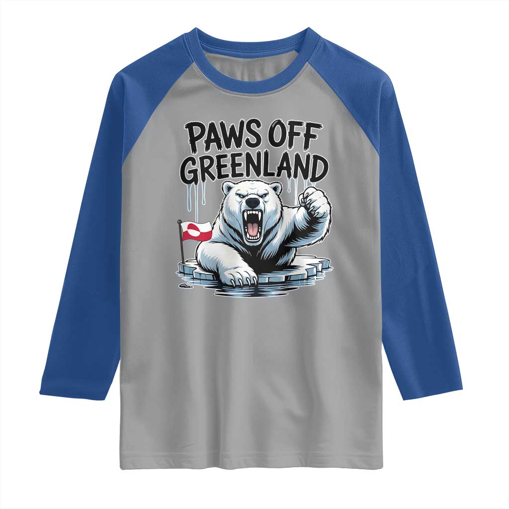 Paws Off Greenland Raglan Shirt Resist Polar Bear Political Satire