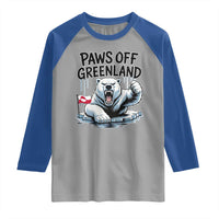 Paws Off Greenland Raglan Shirt Resist Polar Bear Political Satire