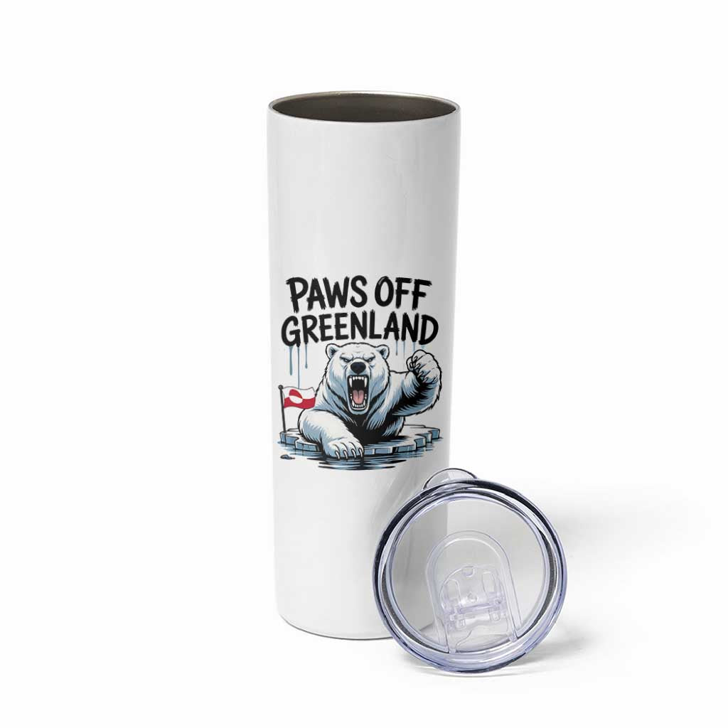 Paws Off Greenland Skinny Tumbler Resist Polar Bear Political Satire