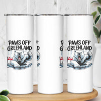 Paws Off Greenland Skinny Tumbler Resist Polar Bear Political Satire