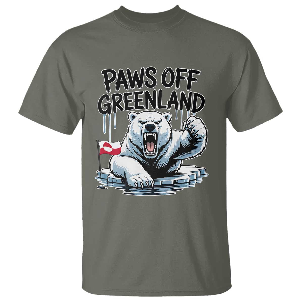 Paws Off Greenland T Shirt Resist Polar Bear Political Satire