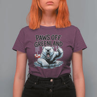 Paws Off Greenland T Shirt For Women Resist Polar Bear Political Satire