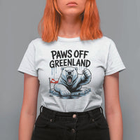Paws Off Greenland T Shirt For Women Resist Polar Bear Political Satire