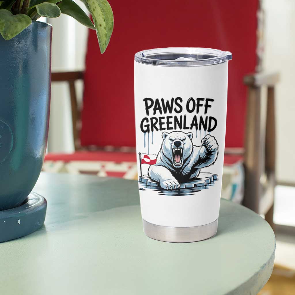 Paws Off Greenland Tumbler Cup Resist Polar Bear Political Satire