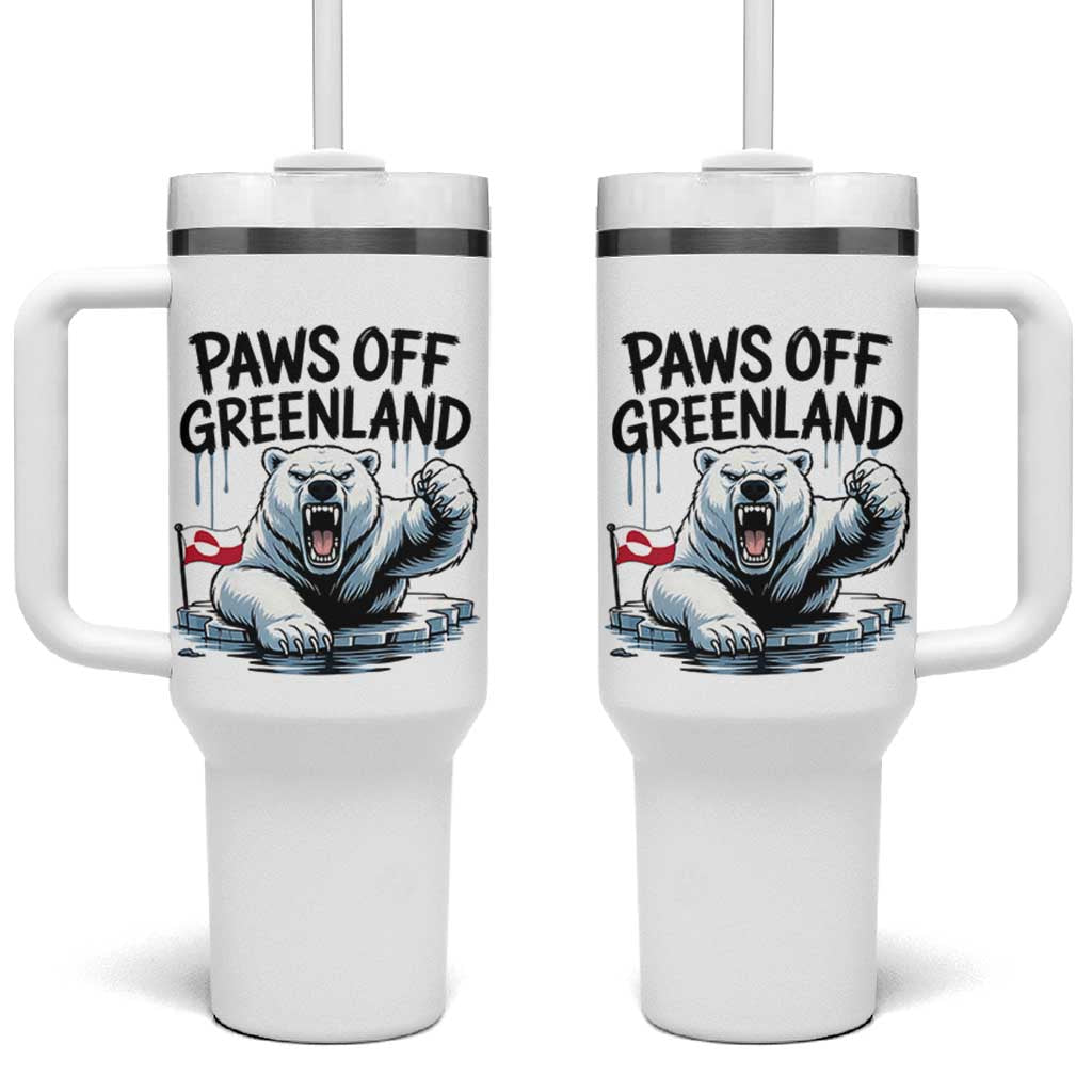 Paws Off Greenland Tumbler With Handle Resist Polar Bear Political Satire
