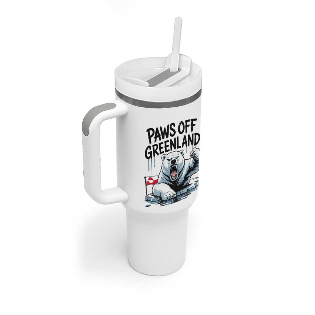 Paws Off Greenland Tumbler With Handle Resist Polar Bear Political Satire