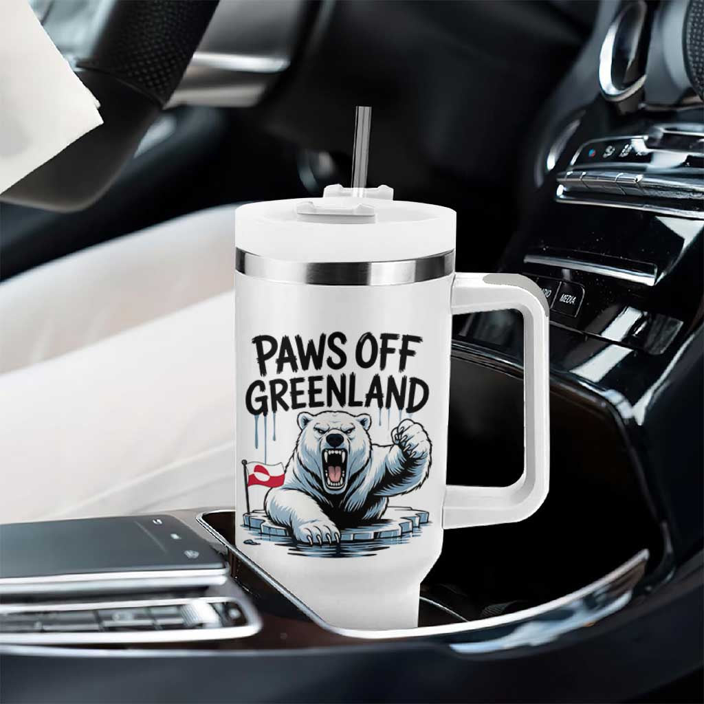 Paws Off Greenland Tumbler With Handle Resist Polar Bear Political Satire