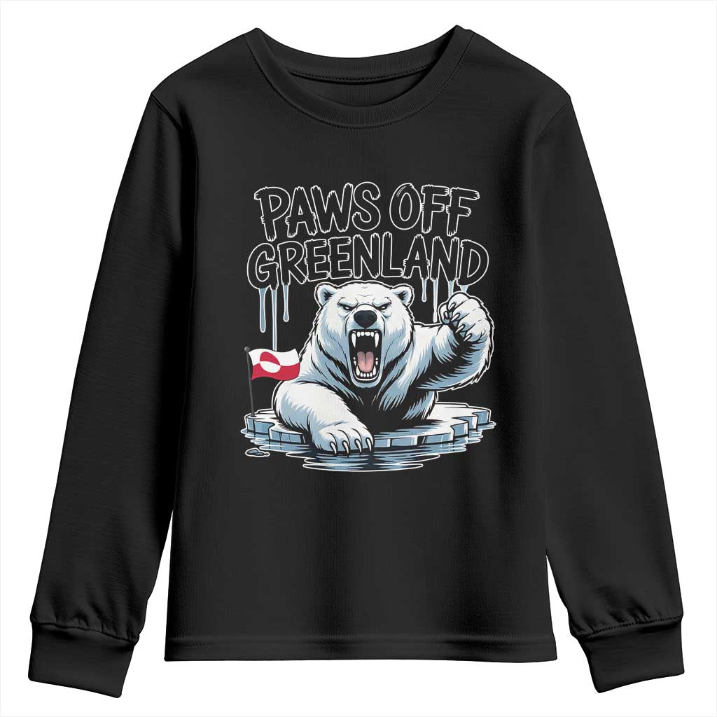 Paws Off Greenland Youth Sweatshirt Resist Polar Bear Political Satire