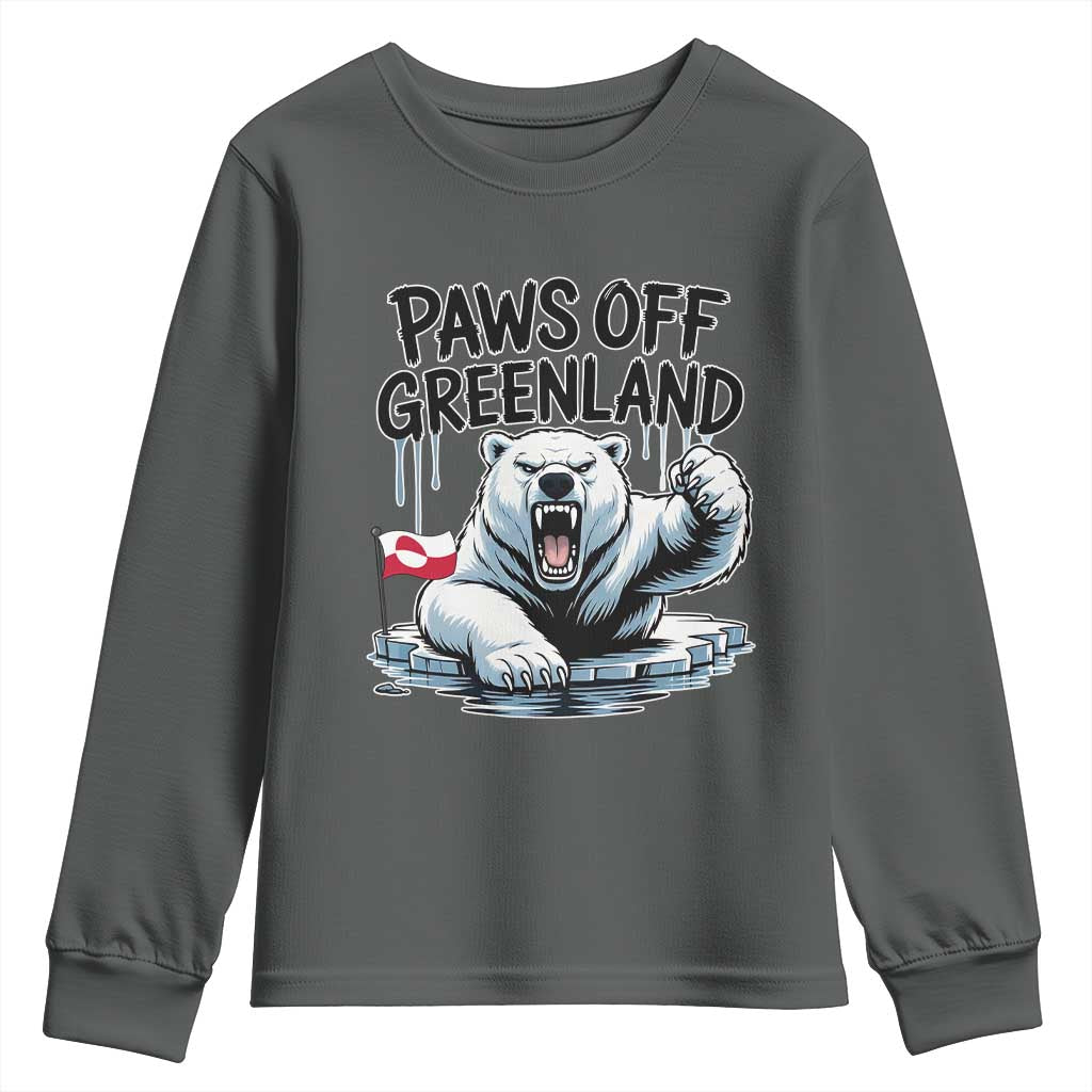 Paws Off Greenland Youth Sweatshirt Resist Polar Bear Political Satire