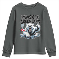 Paws Off Greenland Youth Sweatshirt Resist Polar Bear Political Satire