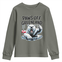Paws Off Greenland Youth Sweatshirt Resist Polar Bear Political Satire