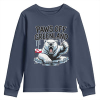 Paws Off Greenland Youth Sweatshirt Resist Polar Bear Political Satire