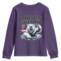 Paws Off Greenland Youth Sweatshirt Resist Polar Bear Political Satire