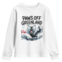 Paws Off Greenland Youth Sweatshirt Resist Polar Bear Political Satire