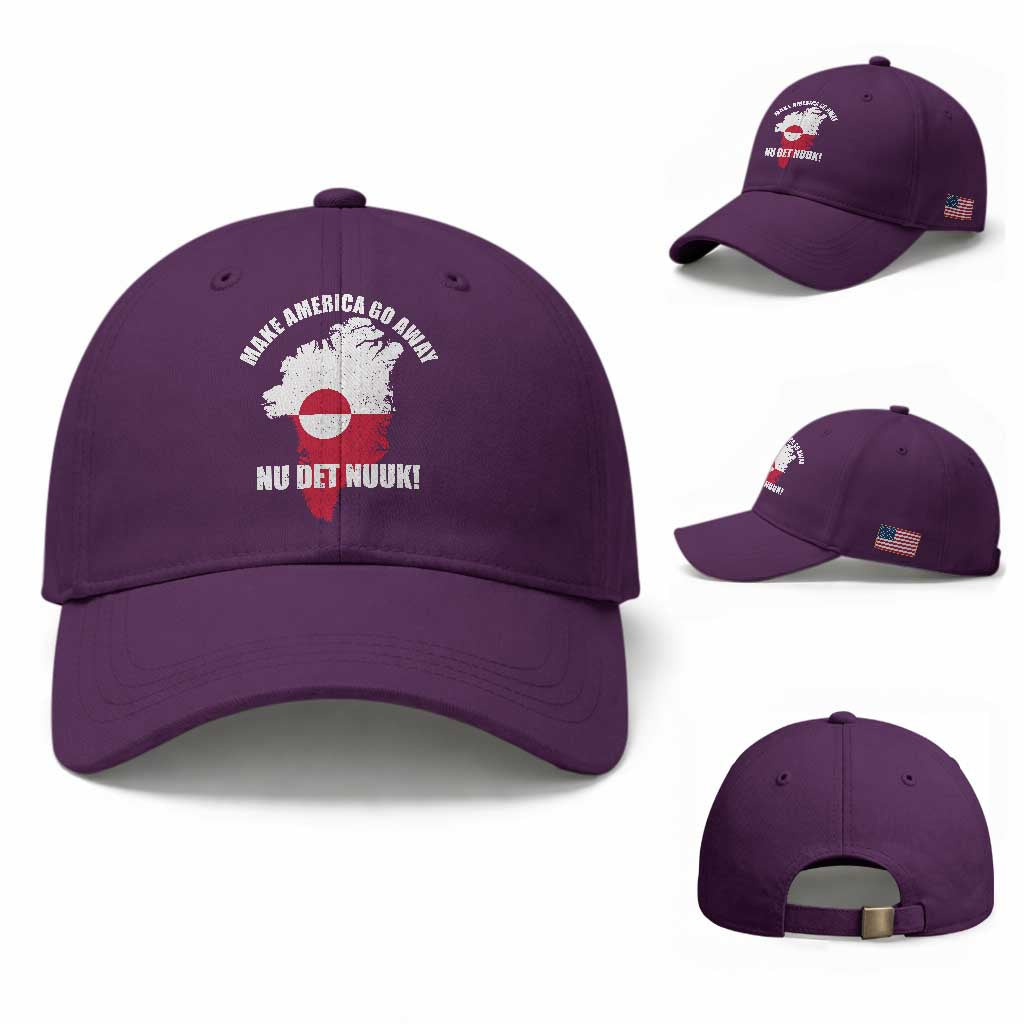 Nu Det Nuuk Make America Go Away Baseball Cap Support Greenland Political Statement
