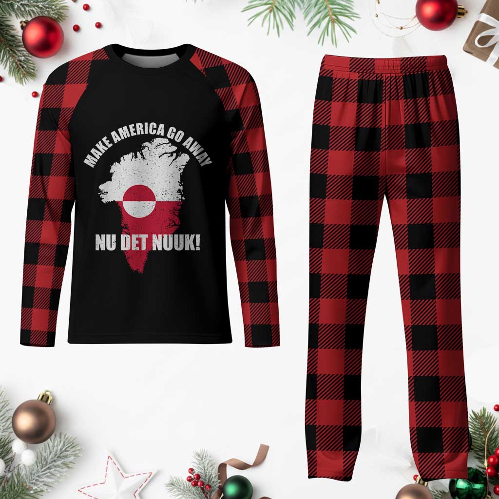 Nu Det Nuuk Make America Go Away Plaid Pajama Set Support Greenland Political Statement