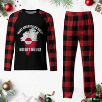 Nu Det Nuuk Make America Go Away Plaid Pajama Set Support Greenland Political Statement