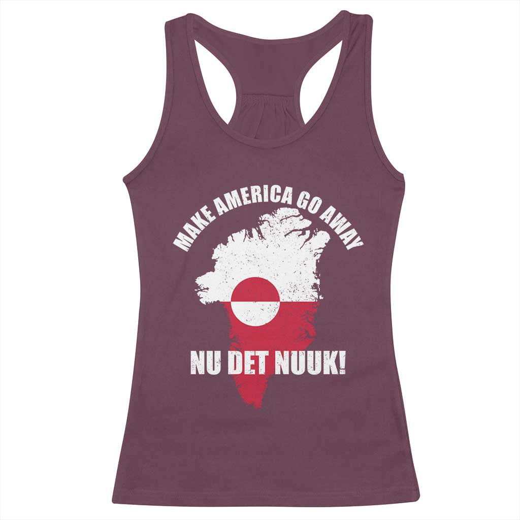 Nu Det Nuuk Make America Go Away Racerback Tank Top Support Greenland Political Statement
