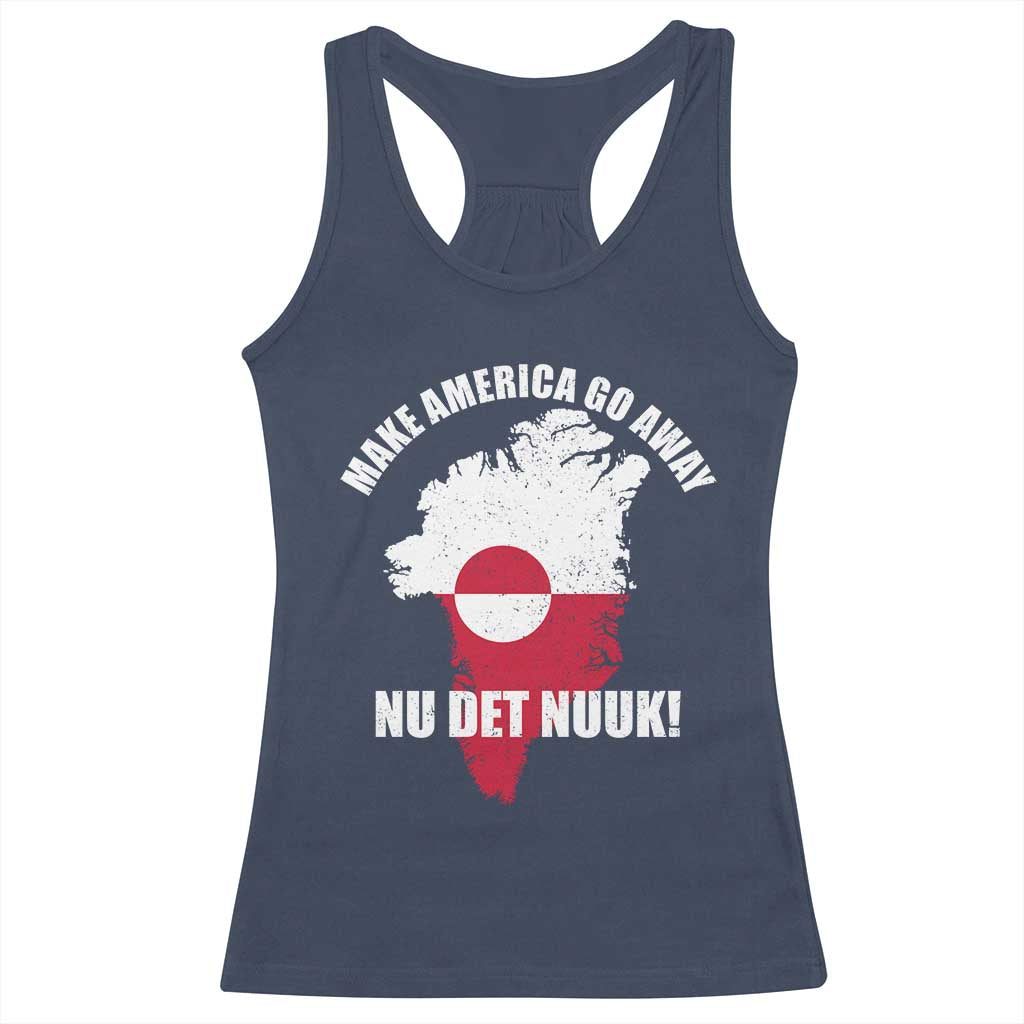 Nu Det Nuuk Make America Go Away Racerback Tank Top Support Greenland Political Statement