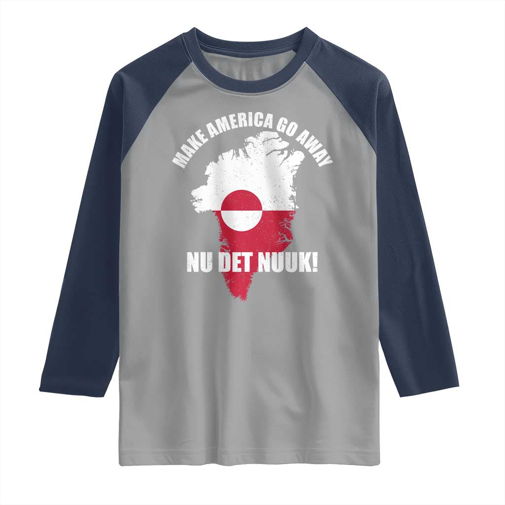 Nu Det Nuuk Make America Go Away Raglan Shirt Support Greenland Political Statement