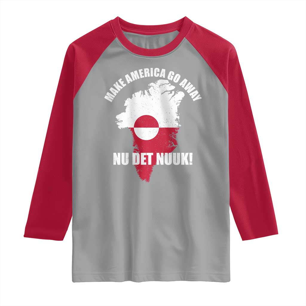 Nu Det Nuuk Make America Go Away Raglan Shirt Support Greenland Political Statement