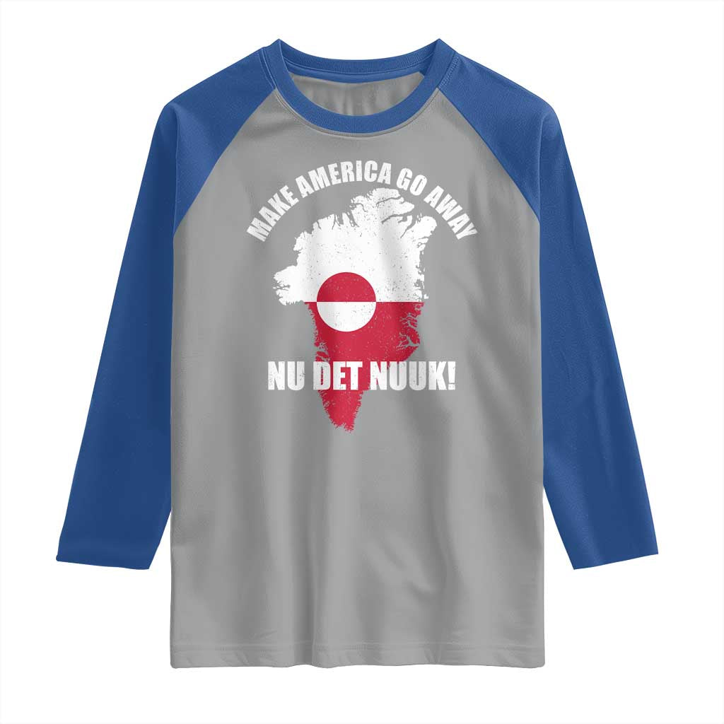Nu Det Nuuk Make America Go Away Raglan Shirt Support Greenland Political Statement