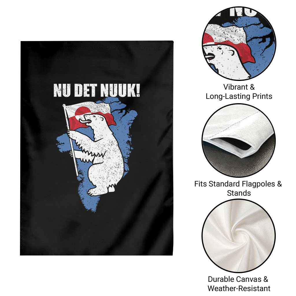 Nu Det Nuuk Nows Enough Garden Flag Funny Saying Bear Greenlandic Flag