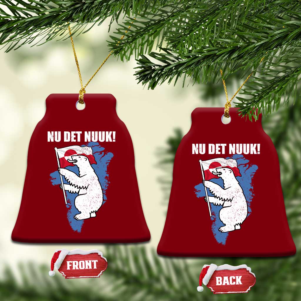 Nu Det Nuuk Nows Enough Ceramic Ornament Funny Saying Bear Greenlandic Flag